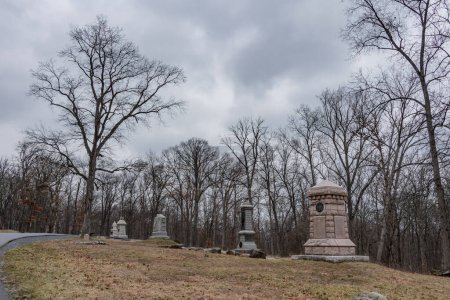 Monuments on Spanglers Hill, Gettysburg Pennsylvania USA