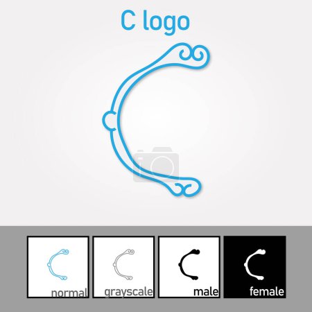 C Letter Logo. Blaue Farbe. Wolkenstil - Vektor. Vektorillustration