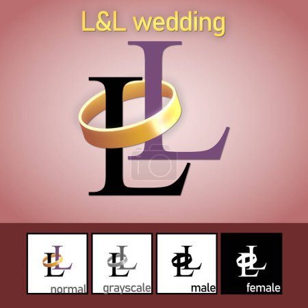 L and L Letter With Wedding Ring Logo. - Vector. Vector illustration