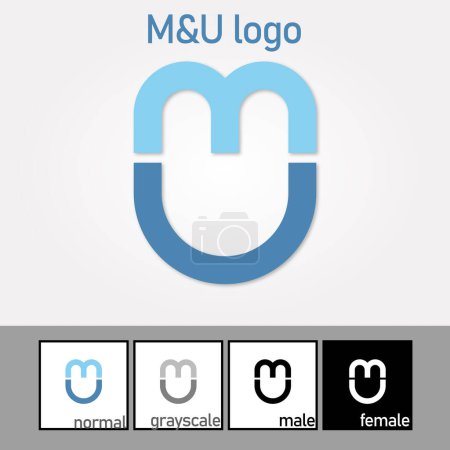 M und U Letter Logo. Blaue Farbe. - Vektor. Vektorillustration