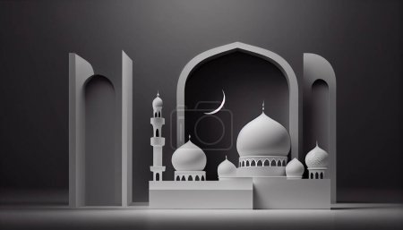 Téléchargez les photos : Islamic mosque, ramadan kareem, muslim, eid mubarak, vector illustration - en image libre de droit