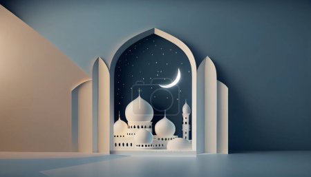 Téléchargez les photos : Ramadan kareem fond avec mosquée, illustration vectorielle - en image libre de droit