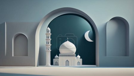 Téléchargez les photos : Islamic mosque and religion concept. 3d rendering - en image libre de droit