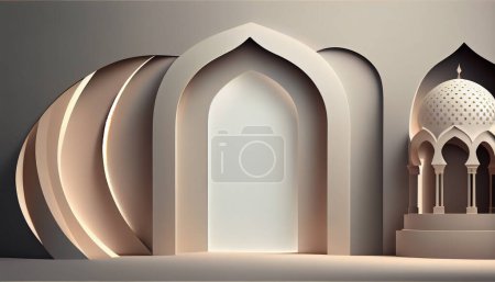 Téléchargez les photos : Islamic mosque, ramadan kareem, 3d illustration - en image libre de droit