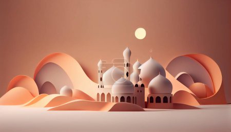 Téléchargez les photos : 3D Eid Mubarak Design. Banner for islamic banner festivity like eid al adha, fitr, ramadhan, etc. Theme for ramadan or islamic festivity. - en image libre de droit