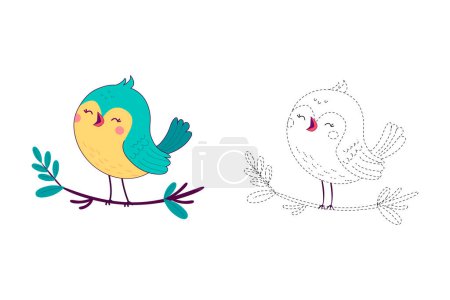 Photo for Circle and color a cute cartoon bird. Worksheet for children - Royalty Free Image