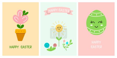 Photo for Greeting cute cards for the Easter holiday. Egg, spring flowers. For posters, cards, scrapbooking, stickers - Royalty Free Image
