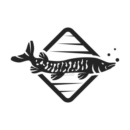 Téléchargez les illustrations : Modèle de logo de poisson maskinongé Isolé. Identité de marque. Icône Graphique vectoriel abstrait - en licence libre de droit