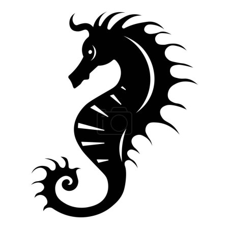Ilustración de Seahorse icono vector negro aislado sobre fondo blanco - Imagen libre de derechos