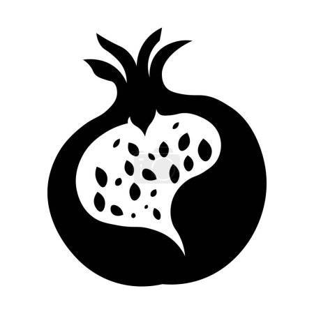 Illustration for Pomegranate black vector icon isolated on white background - Royalty Free Image