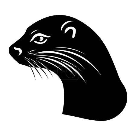 Téléchargez les illustrations : Otter icône vectorielle noire isolée sur fond blanc - en licence libre de droit