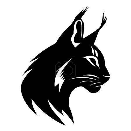 Téléchargez les illustrations : Icône vectorielle noire Lynx isolée sur fond blanc - en licence libre de droit
