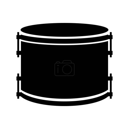 Téléchargez les illustrations : Tambour icône vectorielle noire isolé sur fond blanc - en licence libre de droit