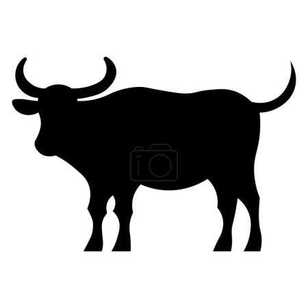 black vector bull icon isolated on white background