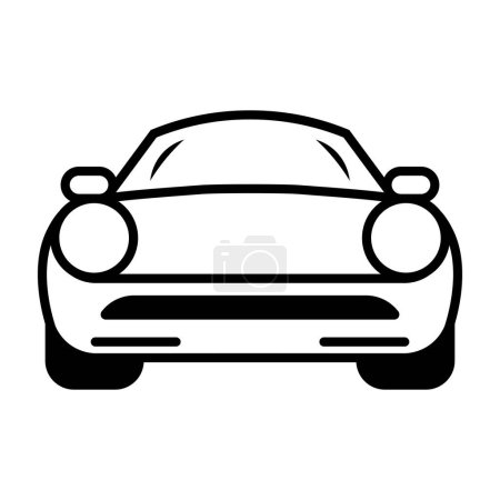 black vector car front icon isolated on white background