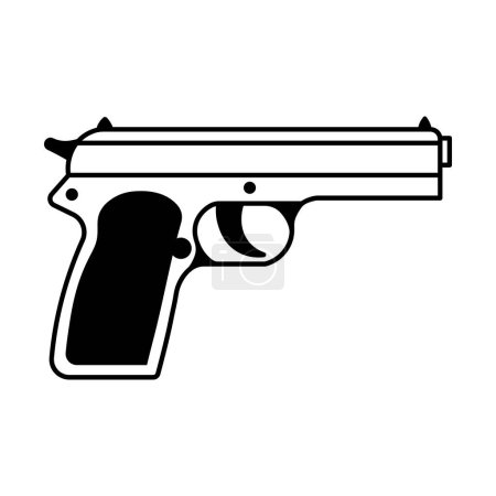 negro vector pistola icono aislado sobre fondo blanco