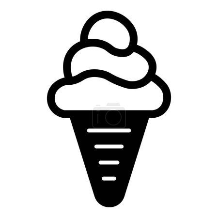 Téléchargez les illustrations : Icône de crème glacée vectorielle noire isolée sur fond blanc - en licence libre de droit