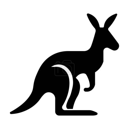 Téléchargez les illustrations : Icône kangourou vecteur noir isolé sur fond blanc - en licence libre de droit