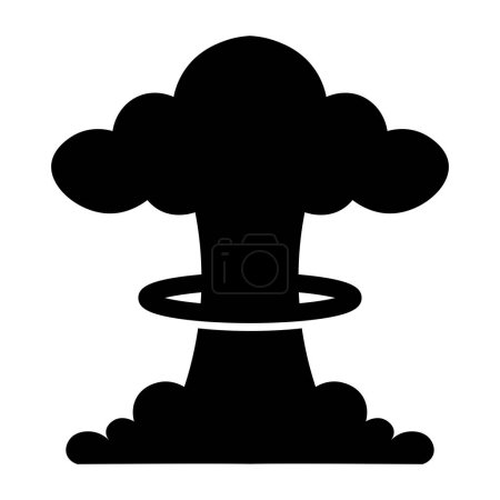 Illustration for Black vector mushroom cloud icon isolated on white background - Royalty Free Image