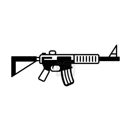black vector rifle icon isolated on white background