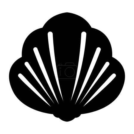 black vector shell icon isolated on white background