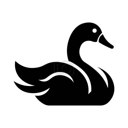 black vector swan icon isolated on white background
