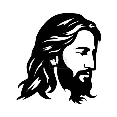 vector negro jesus icono aislado sobre fondo blanco
