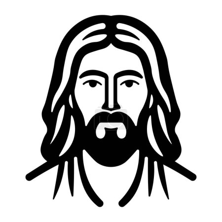 icône de Jésus vecteur noir isolé sur fond blanc