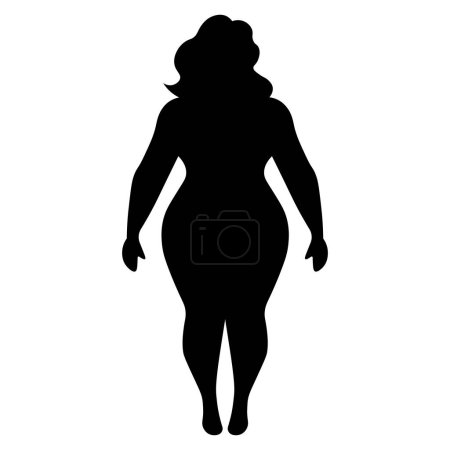 Illustration for Black vector curvy woman icon isolated on white background - Royalty Free Image