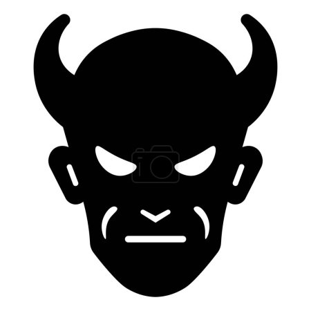 black vector devil icon isolated on white background