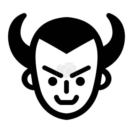 black vector devil icon isolated on white background