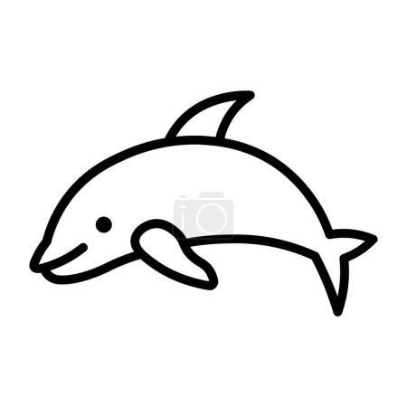 black vector dolphin icon isolated on white background