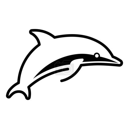 vector negro delfín icono aislado sobre fondo blanco