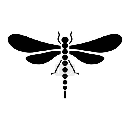 Ilustración de Icono de libélula vector negro aislado sobre fondo blanco - Imagen libre de derechos