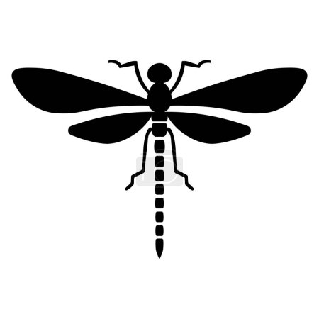 Ilustración de Icono de libélula vector negro aislado sobre fondo blanco - Imagen libre de derechos