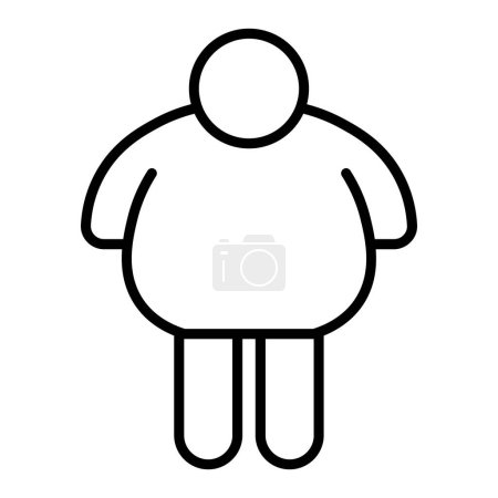 Illustration for Black vector fat man icon isolated on white background - Royalty Free Image