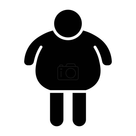 black vector fat man icon isolated on white background