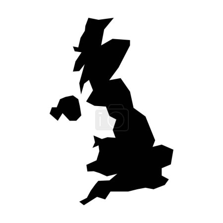 black vector UK map isolated on white background