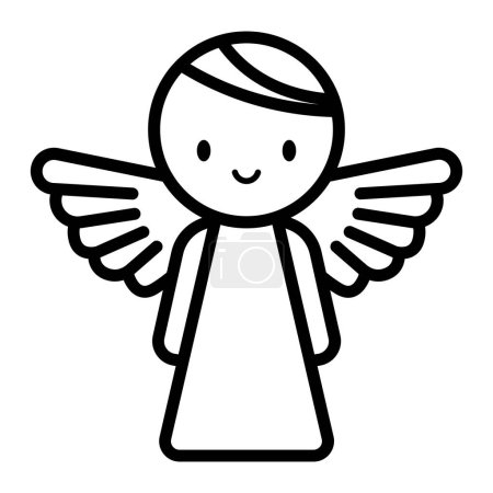 black vector angel icon isolated on white background