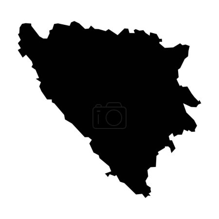 black vector bosnia map isolated on white background