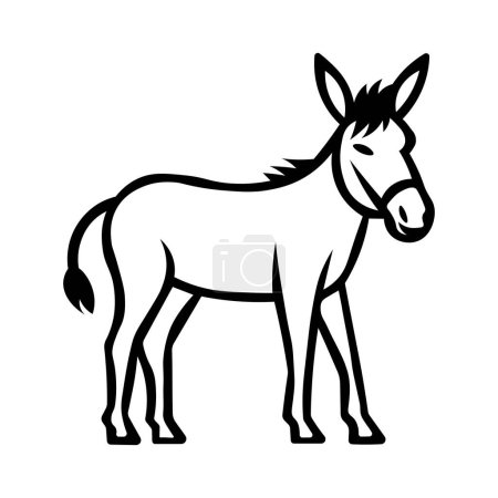 Illustration for Black vector donkey icon isolated on white background - Royalty Free Image