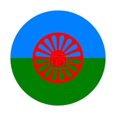 vector gitano bandera en un círculo aislado sobre fondo blanco