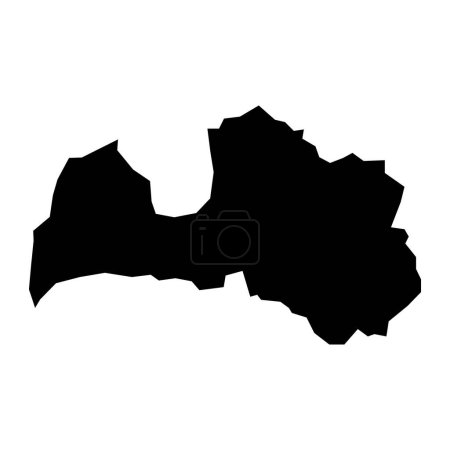 Schwarzer Vektor Lettland Karte isoliert auf weißem Hintergrund