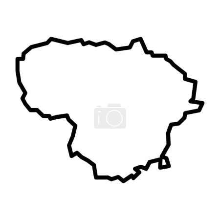 black vector lithuania outline map isolated on white background