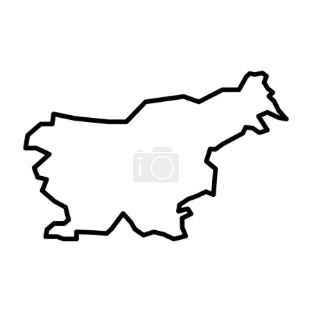 Téléchargez les illustrations : Carte de contour de la slovenia vectorielle noire isolée sur fond blanc - en licence libre de droit