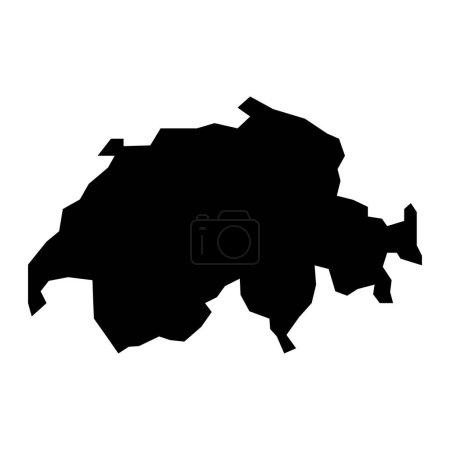 Schwarzer Vektor Schweiz Karte isoliert auf weißem Hintergrund