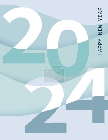 Téléchargez les illustrations : 2024 année numéro sur un fond bleu. Bonne année carte vectorielle de voeux. - en licence libre de droit
