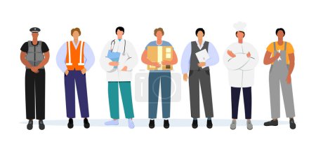 Workers of different professions. Flat vector illustration isolated on white background.
