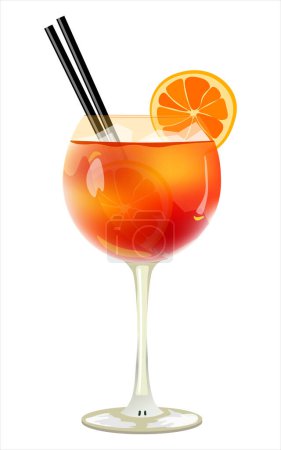 Aperol spritz cocktails with orange slice isolated on a white background. Vector illustration.
