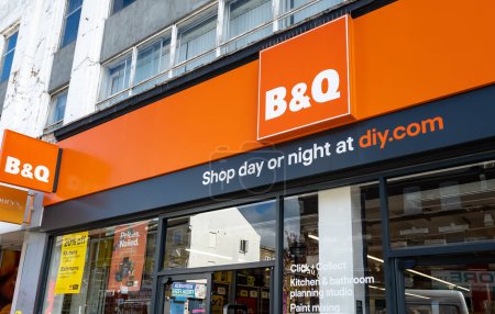 Photo for London. UK- 04.12.2023. The company name sign of a branch of the do it yourself chain store B and Q. - Royalty Free Image